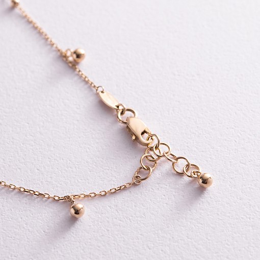 Золотой браслет "Шарики" на ногу б04809 5