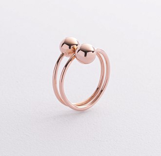 Кольцо "Шарики" в красном золоте к08245 №2