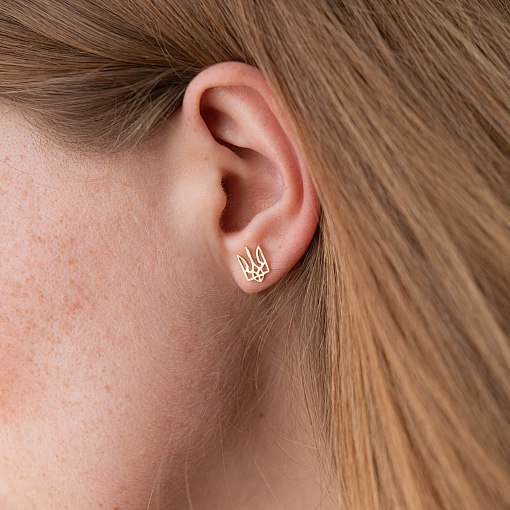 Золотые серьги - пусеты "Герб Украины - Тризуб" с07958 7