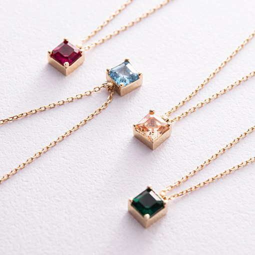 Золотое колье "Альма" (голубой фианит) кол02369 5