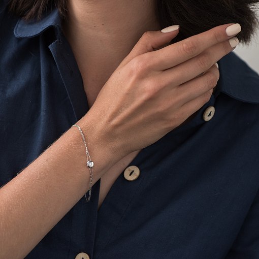 Браслет с фианитом из белого золота б04175 3