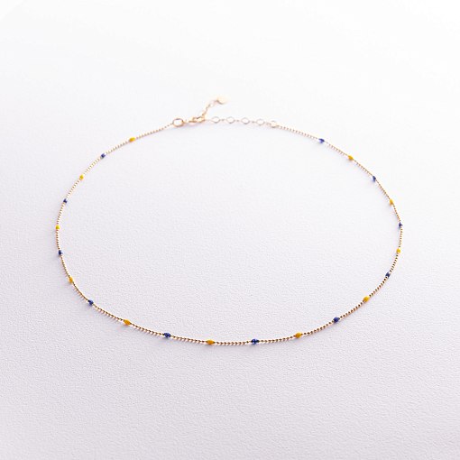 Кольє в жовтому золоті (синя та жовта емаль) кол02537 2