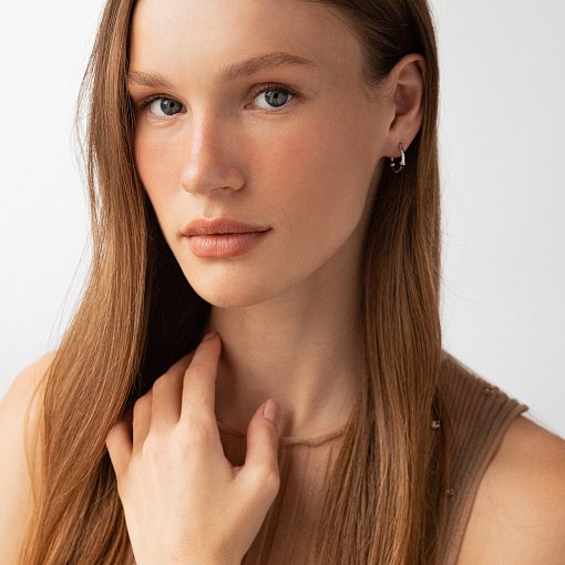 Серьги - кольца "Bamboo" в белом золоте с09110 4