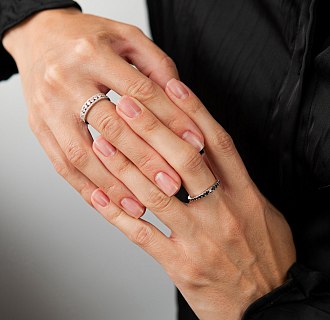 Золота каблучка з чорними діамантами кб0657ca №5