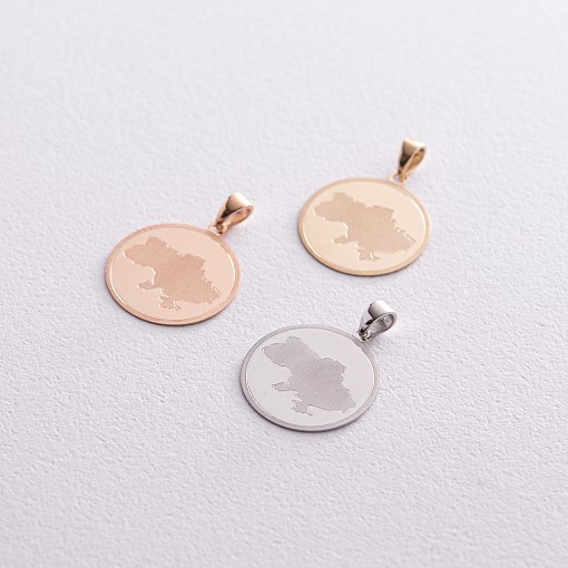 Кулон "Карта Украины" в белом золоте п03770 3