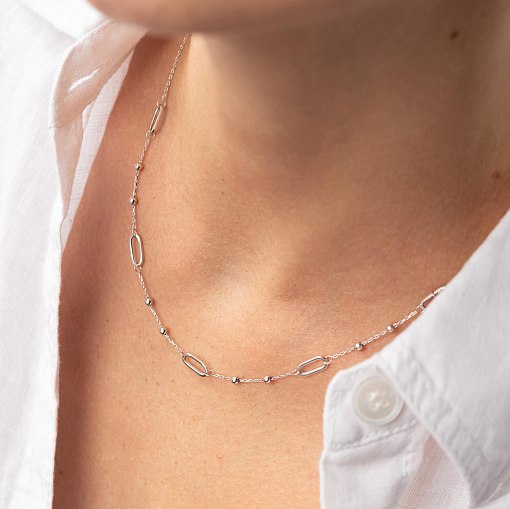 Колье - цепочка "Шарики" в белом золоте кол02255 4