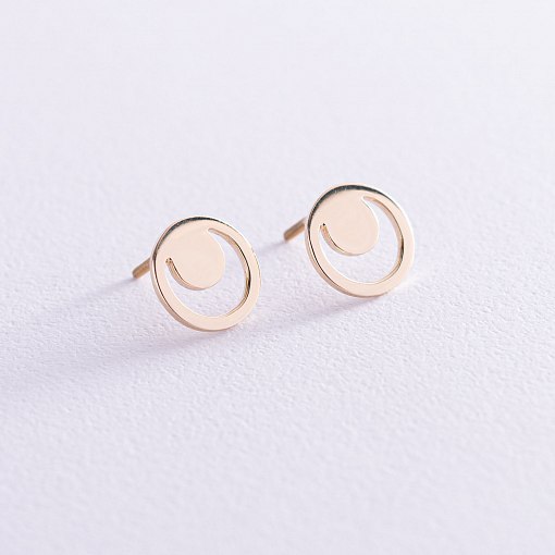 Серьги - пусеты "Искренность" в желтом золоте с06996 2