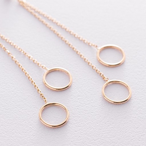 Золотые серьги "Круговорот на цепочке" с07310 3