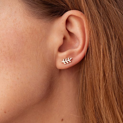 Серьги - пусеты "Веточки" в красном золоте с06925 3