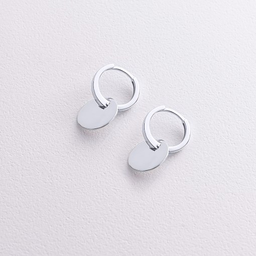 Серьги - кольца "Монетки" в белом золоте с09042 3