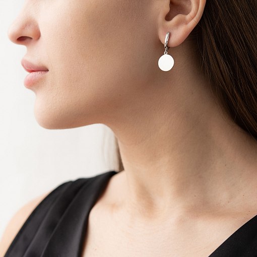 Серьги с монетками в белом золоте с06754 4