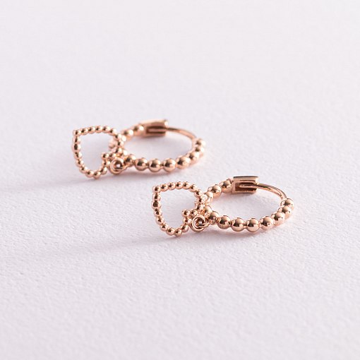 Серьги "Сердечки" (красное золото) с05938 6