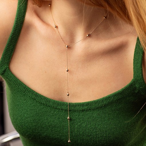 Колье - галстук "Шарики" в красном золоте кол02489 2