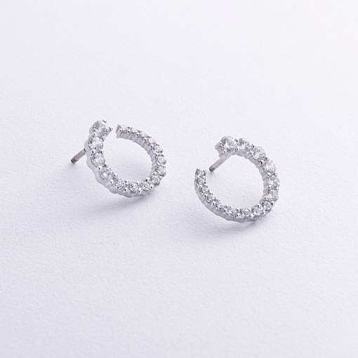 Серьги - пусеты "Саманта" с фианитами (белое золото) с08726 4