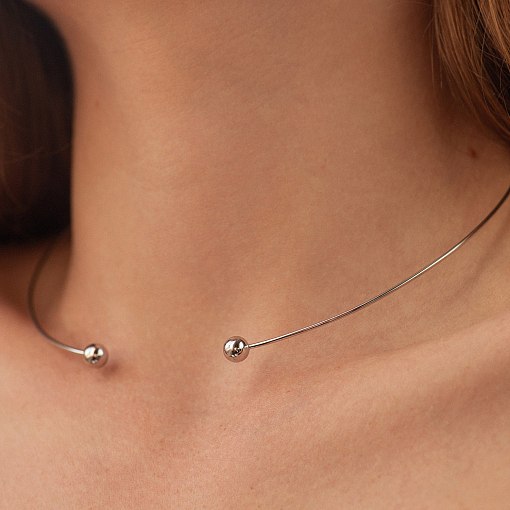 Колье - чокер "Miley" (белое золото) с шариками кол02551 5