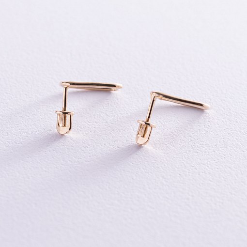 Серьги - пусеты "Ромбы" в желтом золоте с06990 2