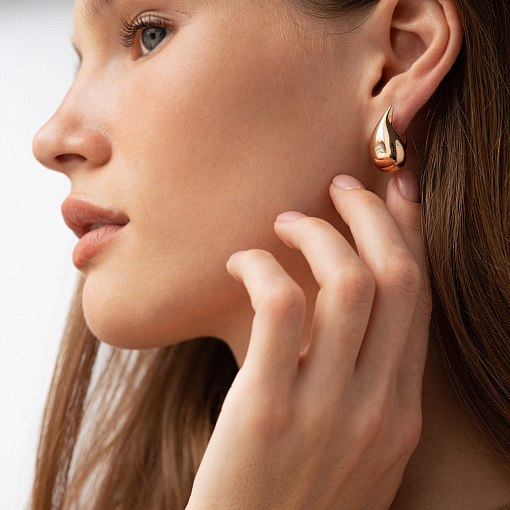 Серьги "Megan" в красном золоте (Small) с09118 4