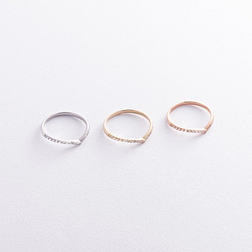 Кольцо "Особенное" с фианитами (желтое золото) к07467 3