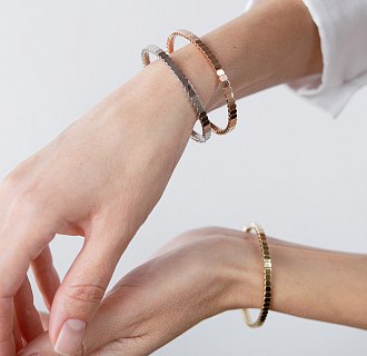 Жесткий браслет "Kylie" в белом золоте б05826 №9