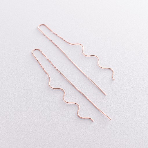 Серьги - протяжки "Милли" в красном золоте с07380 3