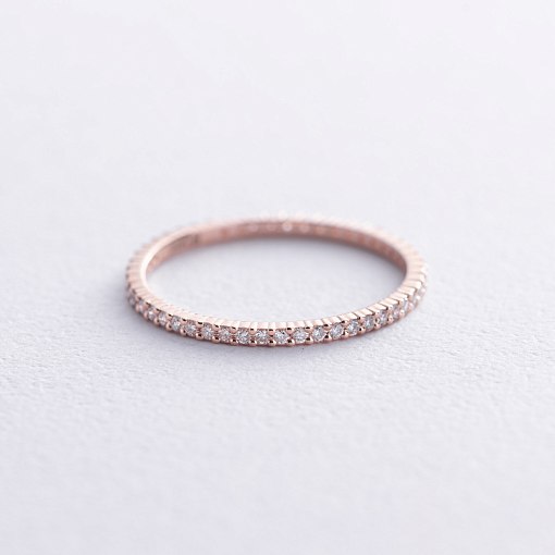 Каблучка з доріжкою діамантів (червоне золото) 217832421 3