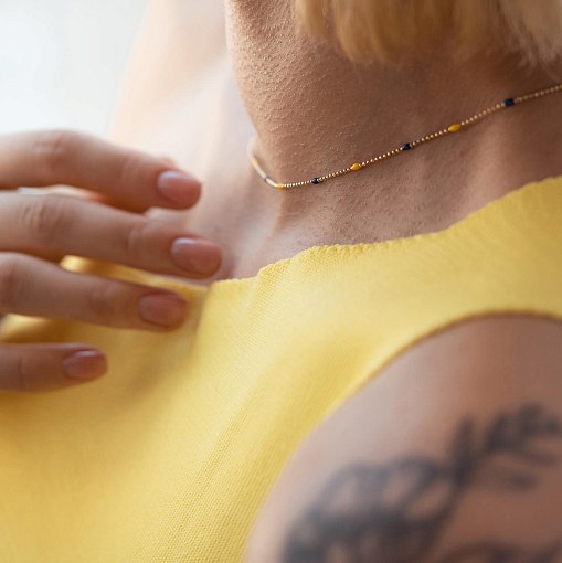 Кольє в жовтому золоті (синя та жовта емаль) кол02537 8