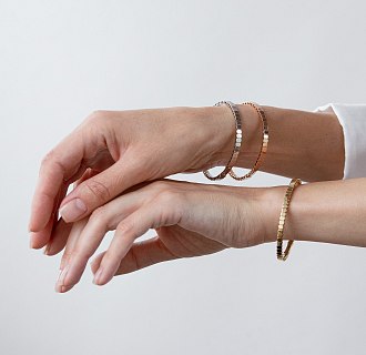 Жесткий браслет "Kylie" в белом золоте б05826 №8