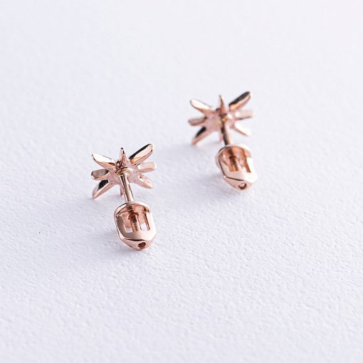 Золотые серьги - пусеты "Звезды метеориты" с фианитами с07906 8