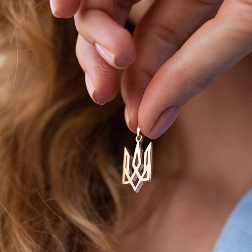 Подвеска "Герб Украины - Тризуб" в красном золоте п03722 5