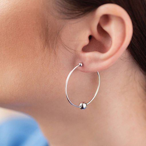 Серьги - кольца Гармония в белом золоте с08364 6