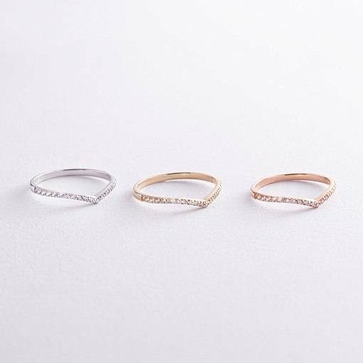 Кольцо "Особенное" с фианитами (желтое золото) к07467 7