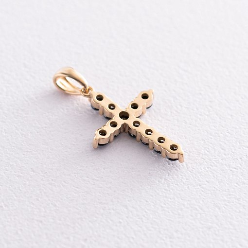 Золотой крестик с черными фианитами п03567 3