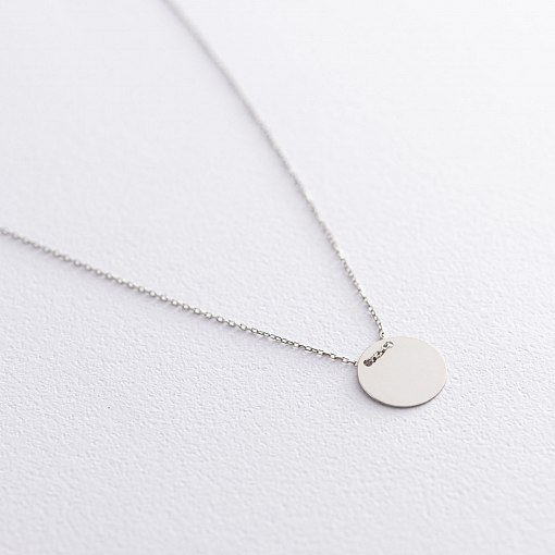 Колье "Монетка" в белом золоте (возможна гравировка) кол01742 3
