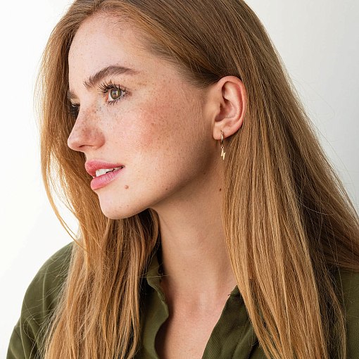 Серьги - кольца "Молнии" в желтом золоте с08067 4