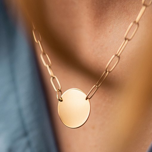 Кольє з монеткою для гравіювання (жовте золото) кол02394 12