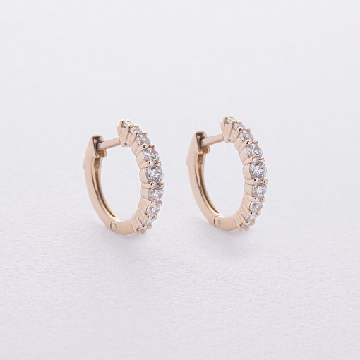 Серьги - кольца с фианитами (желтое золото) с09172