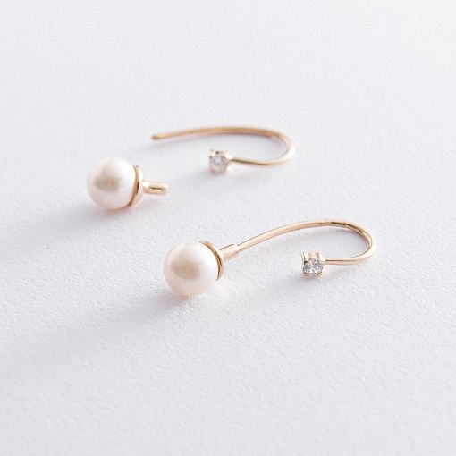 Серьги "Капли моря" в желтом золоте с06735 2