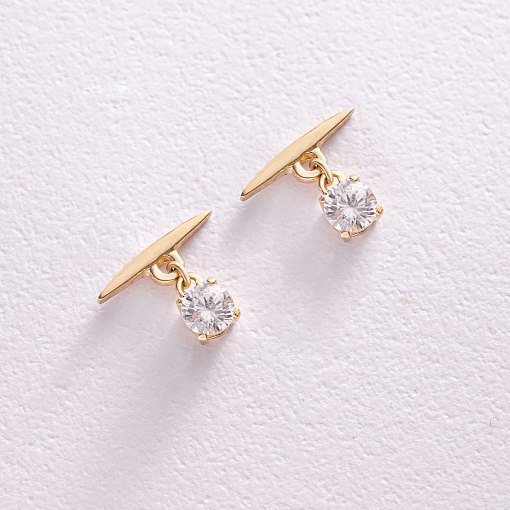 Серьги - пусеты "Эстер" в желтом золоте (фианиты) с07933