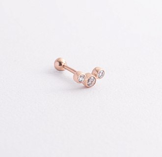 Одиночная золотая серьга в хрящ ушка (фианиты) з40069ч №2