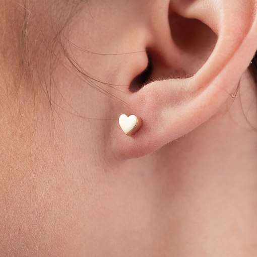 Серьги - пусеты "Сердечки" в желтом золоте с08345 9