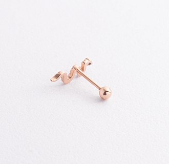 Одиночная золотая серьга для хеликса "Змея" з40075к №3