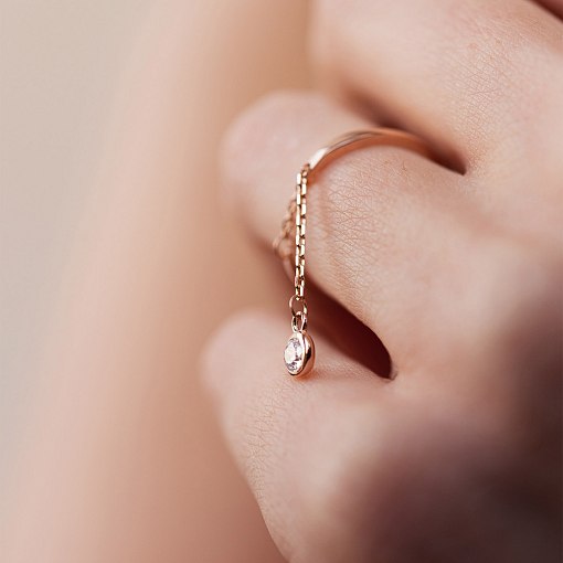 Золота каблучка з підвіскою (фіаніт) к06996 4