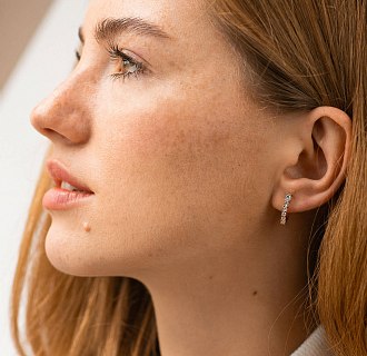Серьги "Erika" с фианитами (красное золото) с09063 №2