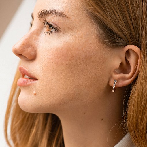 Серьги "Erika" с фианитами (красное золото) с09063 2