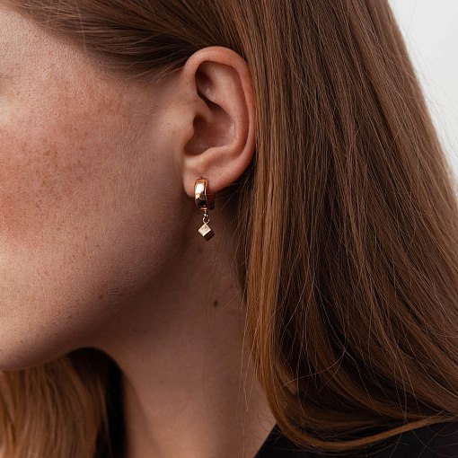 Серьги "Кубики" в красном золоте с07997 2