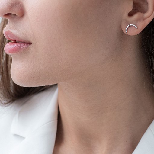 Серьги - пусеты "Дуга" в белом золоте с07076 5