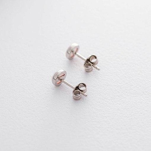 Золотые серьги-пусеты "Сияние" (синт. опал) 6 мм с05474 12