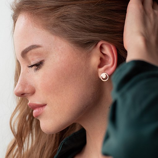 Серьги - пусеты "Искренность" в красном золоте с06974 7