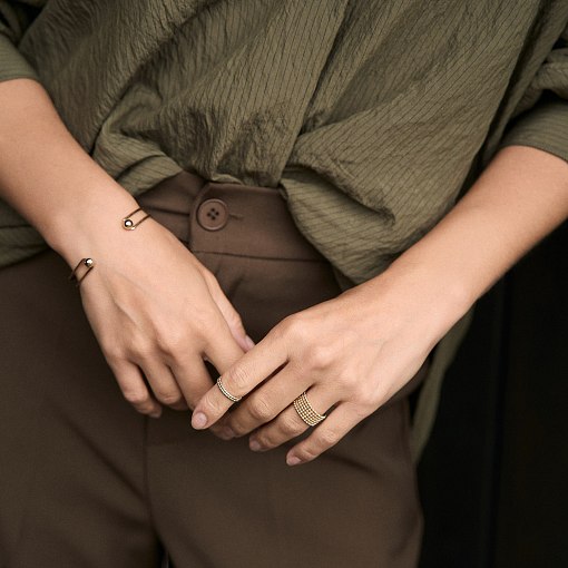 Жесткий браслет "Marlene" с шариками (желтое золото) б05603 9