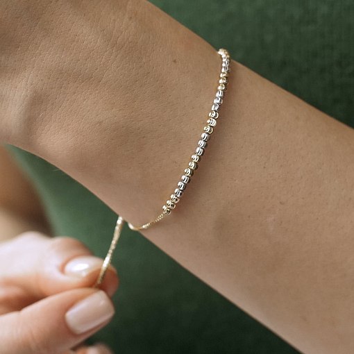 Браслет "Шарики" (желтое, белое золото) б04787 2